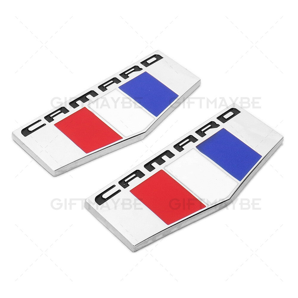 2x For GM Chevy CAMARO Logo Fender Marker Emblem 3D Chrome Sport Badge RS SS ZL1