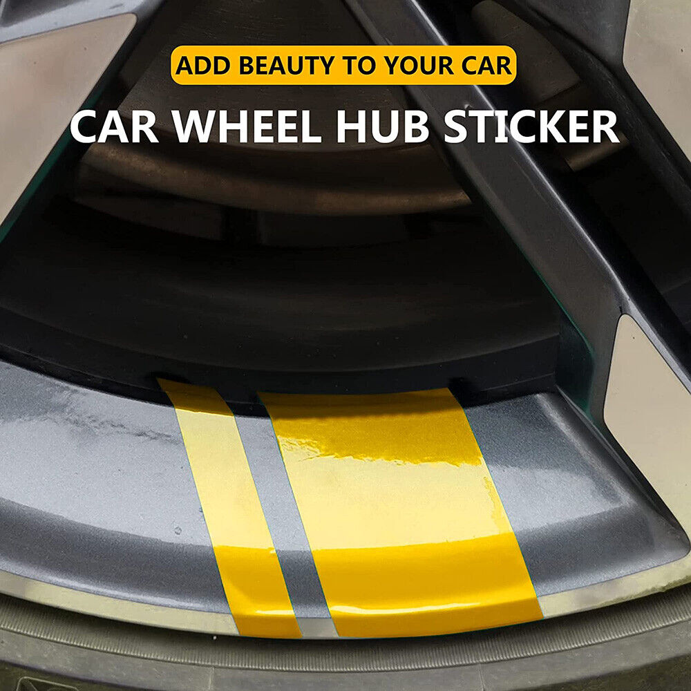 6x Car Wheels Tire Rim Vinyl Decal Racing Stripes Sport Decorate Sticker Yellow