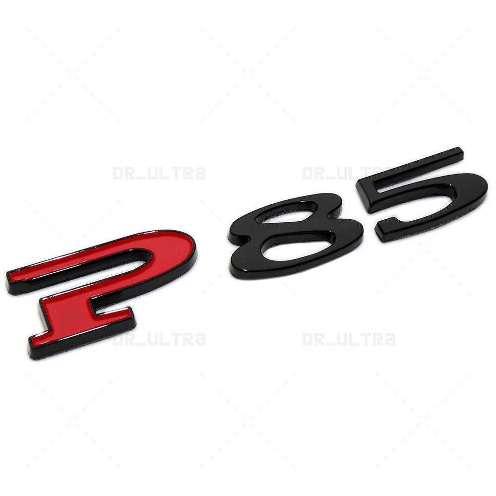 Tesla Rear Liftgate Lid Model P85 Nameplate Logo Badge Emblem Sport Black & Red