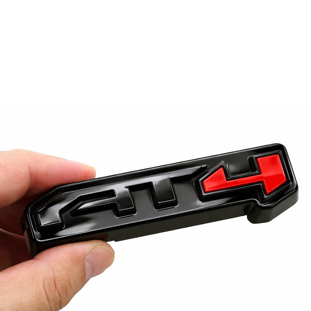 Grille AT4 Emblem Badge for 2024-2026 GM Sierra 2500HD 3500HD Gloss Black Red