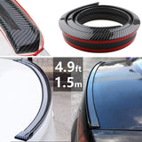 Universal 4.9ft Carbon Fiber PU Car Rear Roof Trunk Spoiler Wing Lip Sticker Kit