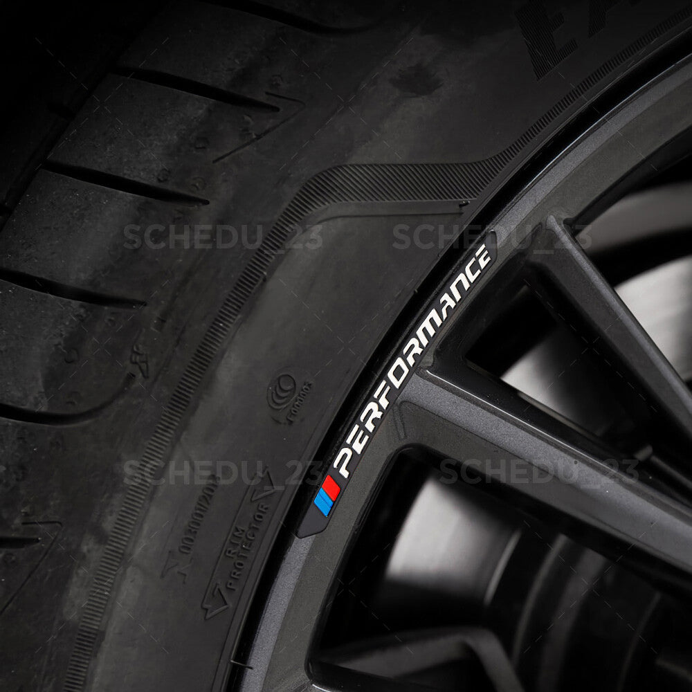 4pcs New M Performance Wheels 3D Sticker Badge Logo Emblem M Power Sport Black