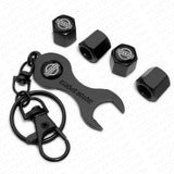 4x Hex For Nissan Car Tire Wheel Air Stem Dust Valve Cap Cover + Wrench Keychain