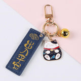Cute Lucky Cat Keychain Keyring Blessing Word for Keys or Couple Bag Decoration
