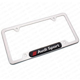 Chrome Stainless Steel Front Rear Audi Sport Logo License Plate Frame Cover Gift