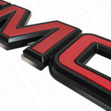 14-19 GMC Sierra Front Grille Letter Logo Emblem Adhesive Nameplate HD Black Red
