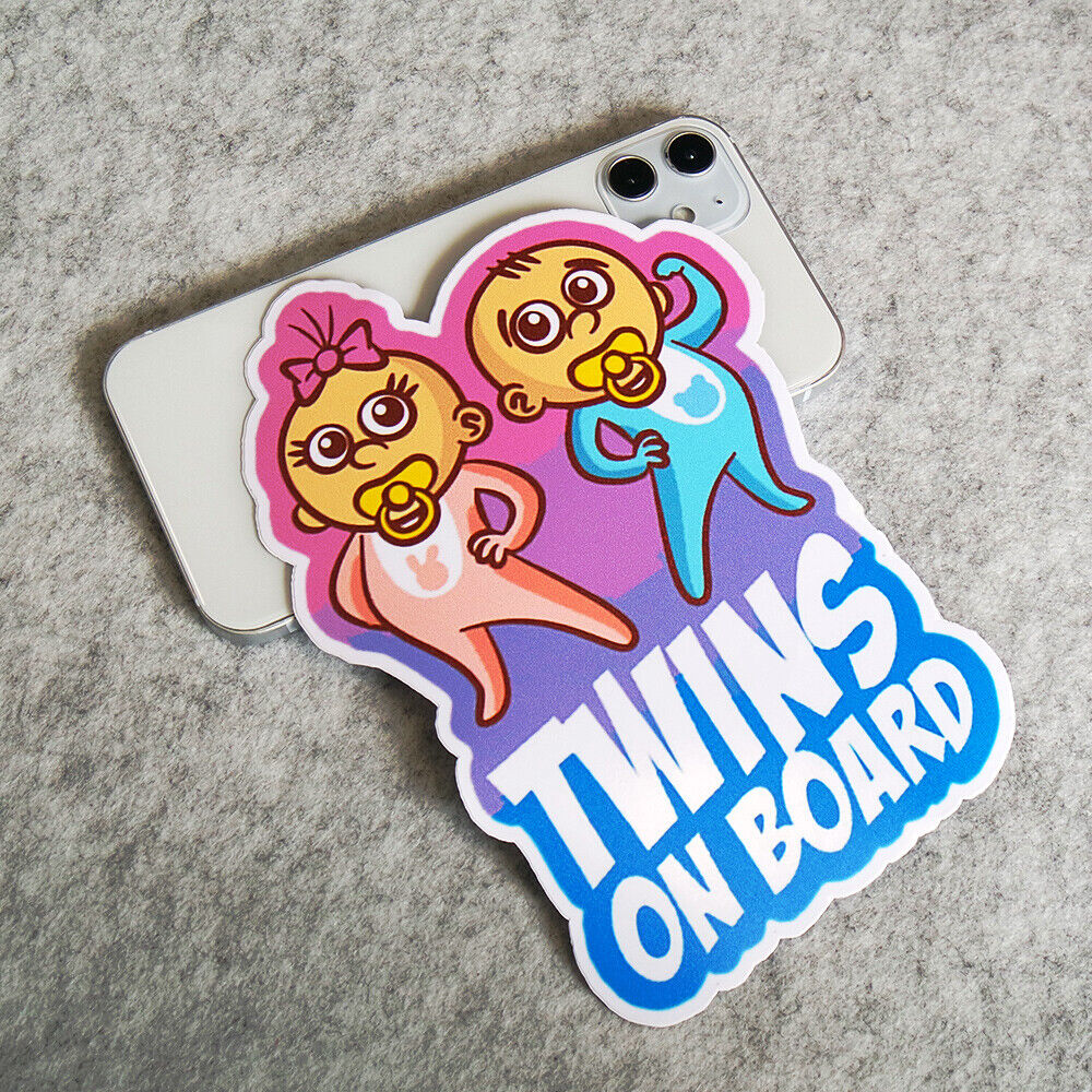 Cute Twins On Board Sticker Decal Kid Baby In Car Van Truck Door Window Decorate
