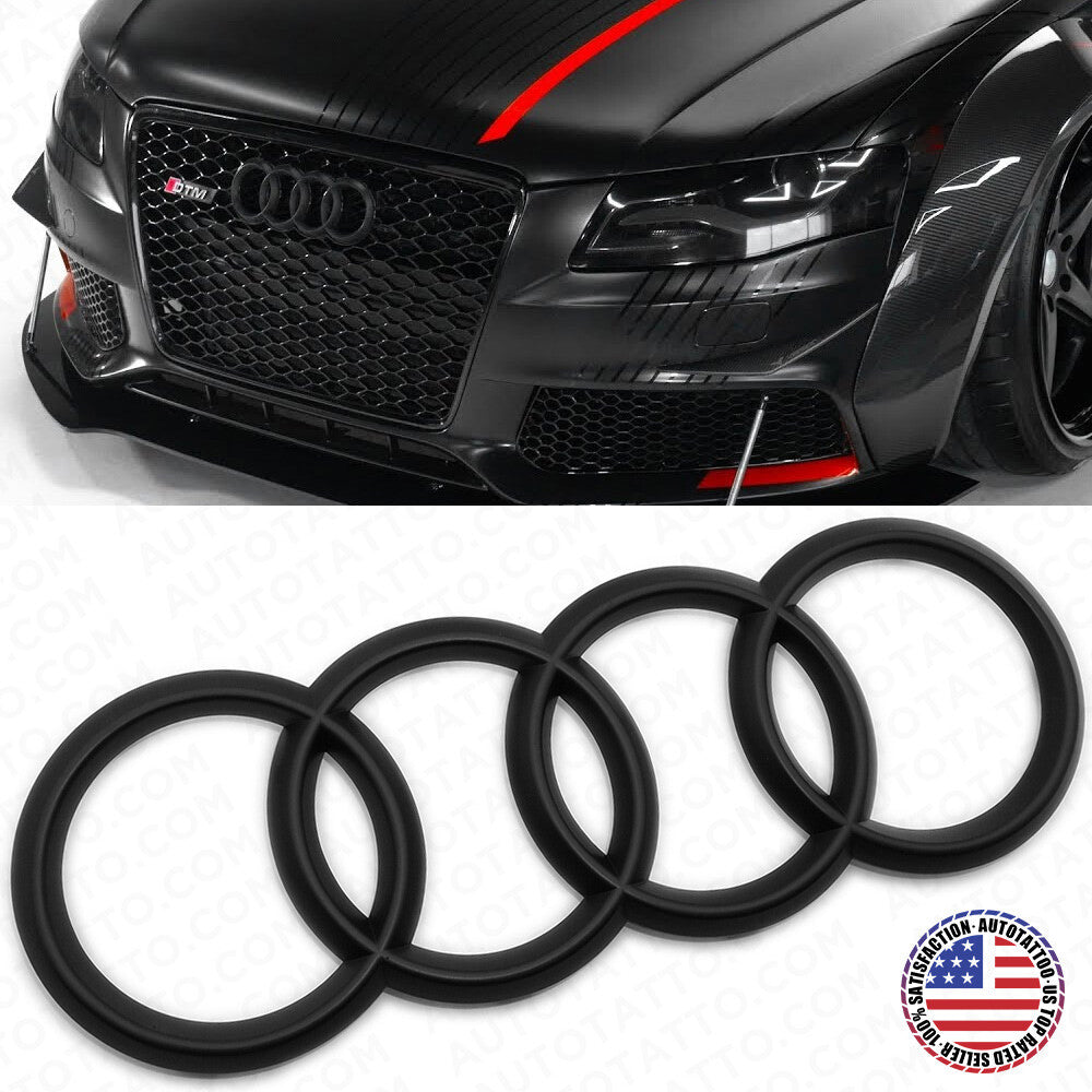 09-12 AUDI A4 S4 Matte Black Front Grille Sign Rings Badge Logo Emblem Sport