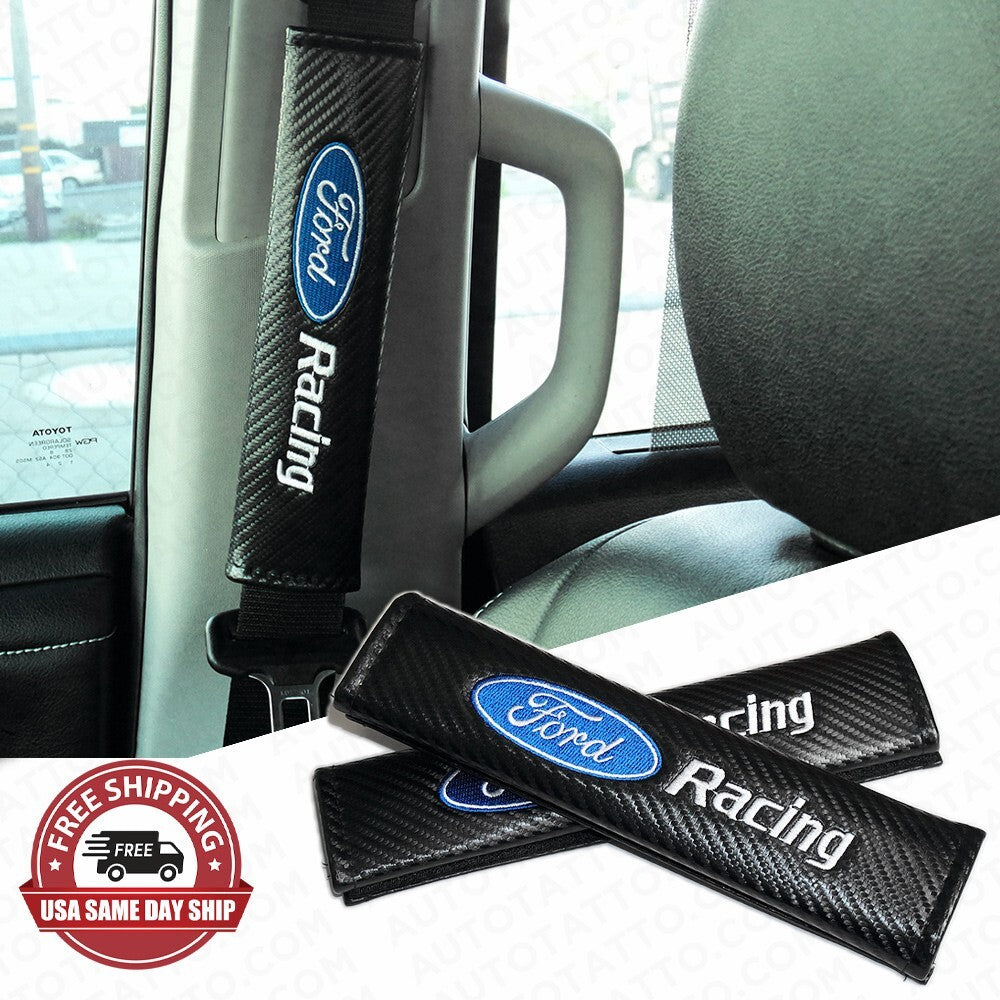 Fit Ford Sport Carbon Seat Belt Cover Safety Shoulder Strap Cushion Pad Harness