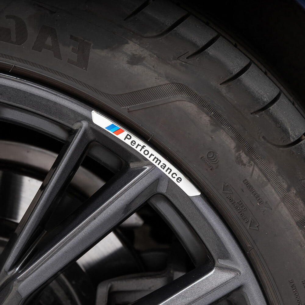 4x For BMW Performance Wheels Aluminum Sticker Badge Logo Emblem M Power Sport