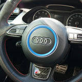Audi Aluminum Steering Wheel Ring Logo Badge Sticker Emblem Decoration - Blue