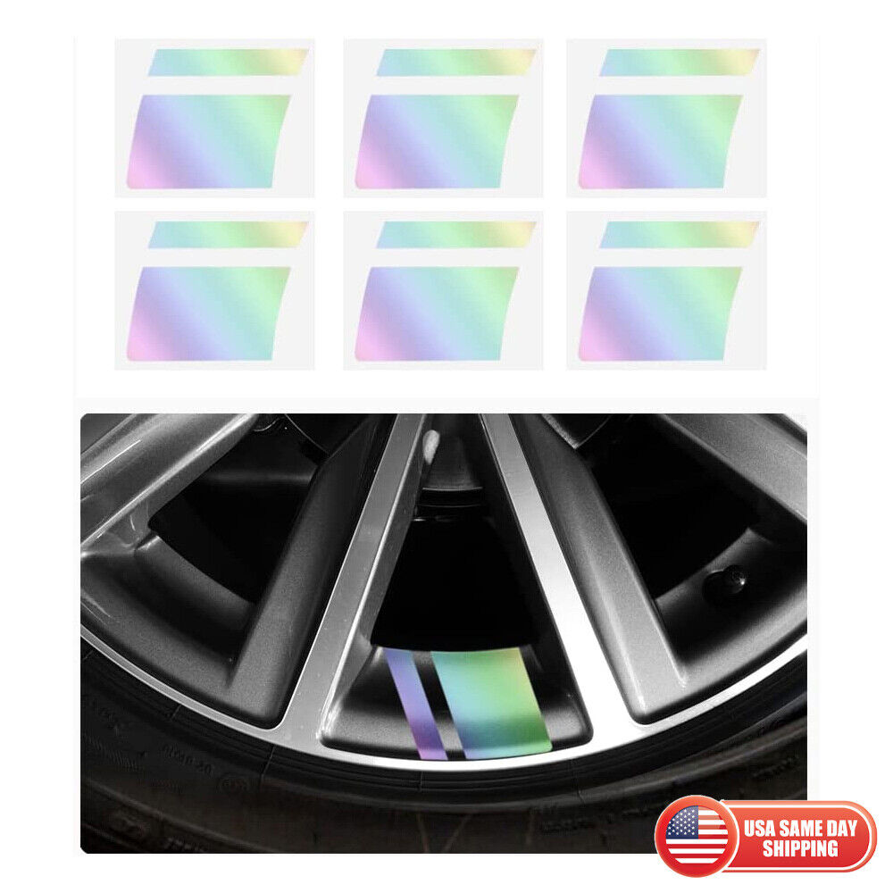 6x Car Wheels Tire Rim Vinyl Decal Racing Stripes Sport Decorate Sticker Rainbow