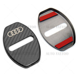 2x For Audi Carbon Fiber Texture Door Car Lock Protective Cover Sticker Decorate