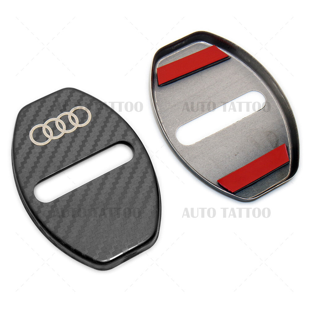 2x For Audi Carbon Fiber Texture Door Car Lock Protective Cover Sticker Decorate