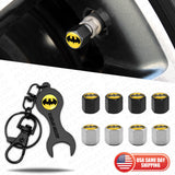 4pcs Hex Batman Tire Wheel Air Stem Dust Valve Caps Cover Wrench Keychain Keychain