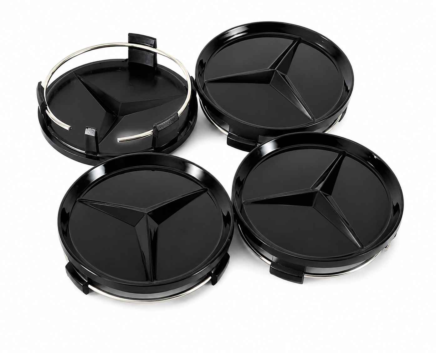 4X Mercedes-Benz Classic Black Wheel Center Hub Caps Emblem 75MM AMG Limited