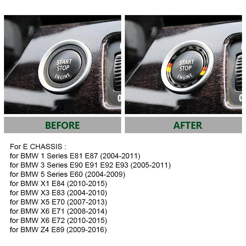 For BMW E90 E92 E93 Engine Switch Start Stop Button Carbon Fiber Sticker Badge