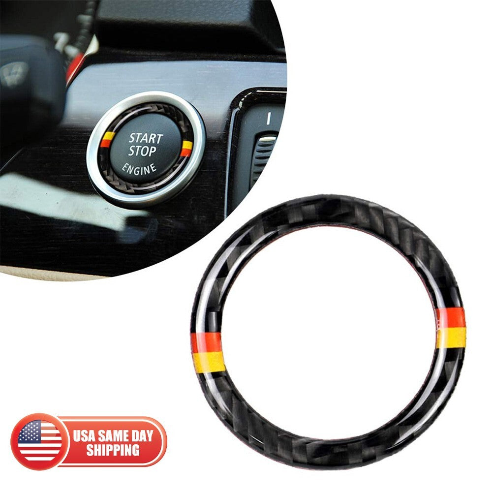 For BMW E90 E92 E93 Engine Switch Start Stop Button Carbon Fiber Sticker Badge