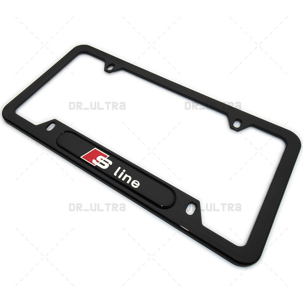 Gloss Black Front or Rear Audi S LIne Logo Emblem License Plate Frame Cover Gift