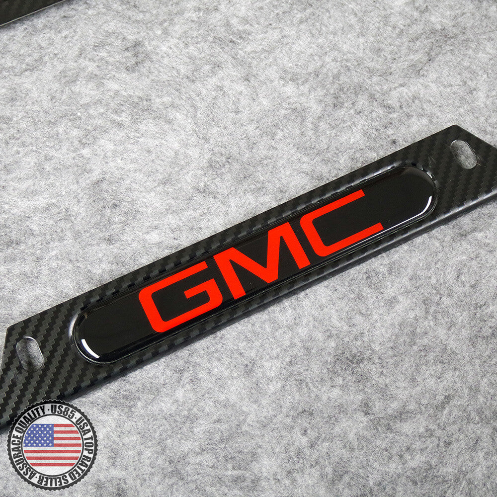 For GMC Front or Rear Carbon Fiber Texture License Plate Frame Cover Holder Gift