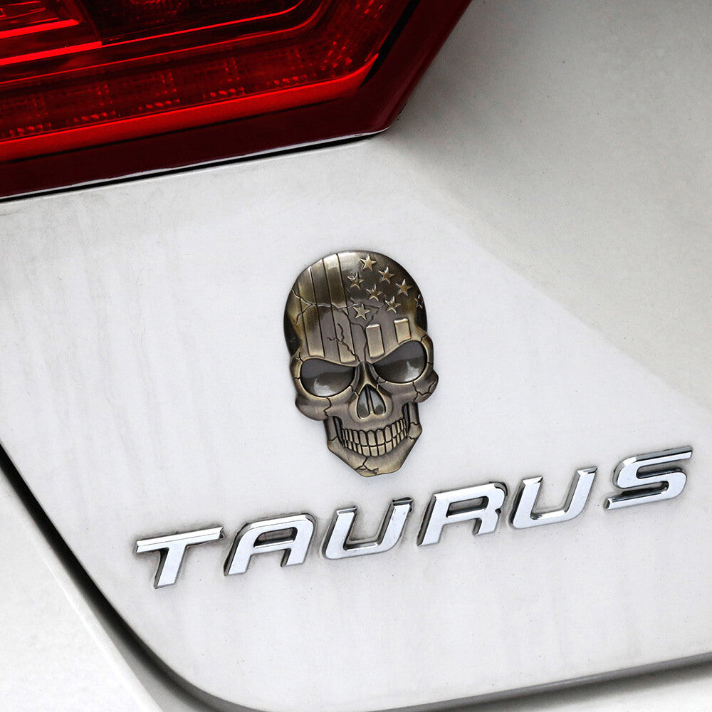 3D Skull Devil Death USA Flag Metal Car 3D Sticker Decal Punisher Emblem Sport