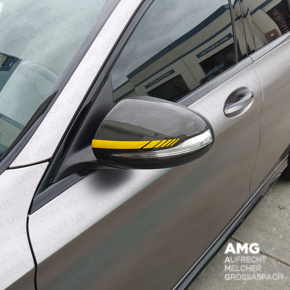 For New Mercedes Mirror Cover Trim Strip Sticker Vinyl Racing Decal AMG - Yellow