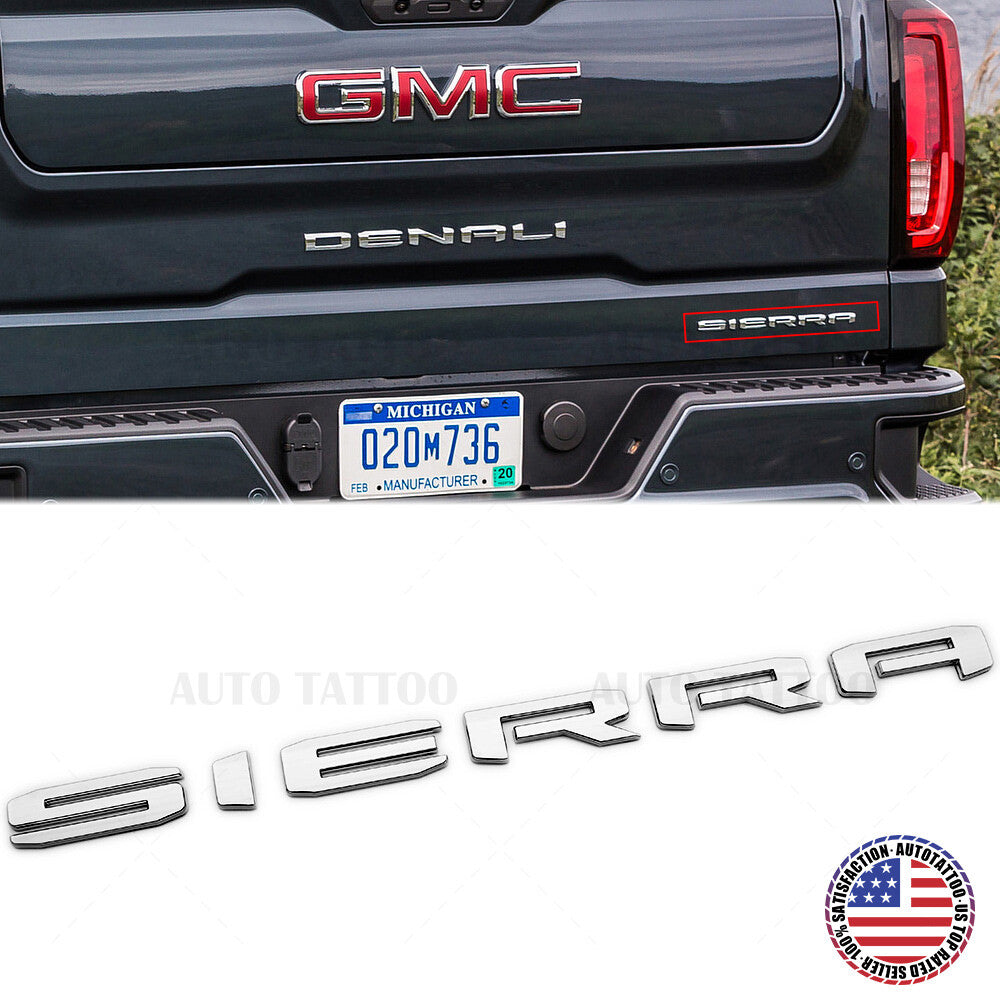 19-21 GMC Sierra with Denali Tailgate Logo Emblem Pickup Badge Nameplate Chrome
