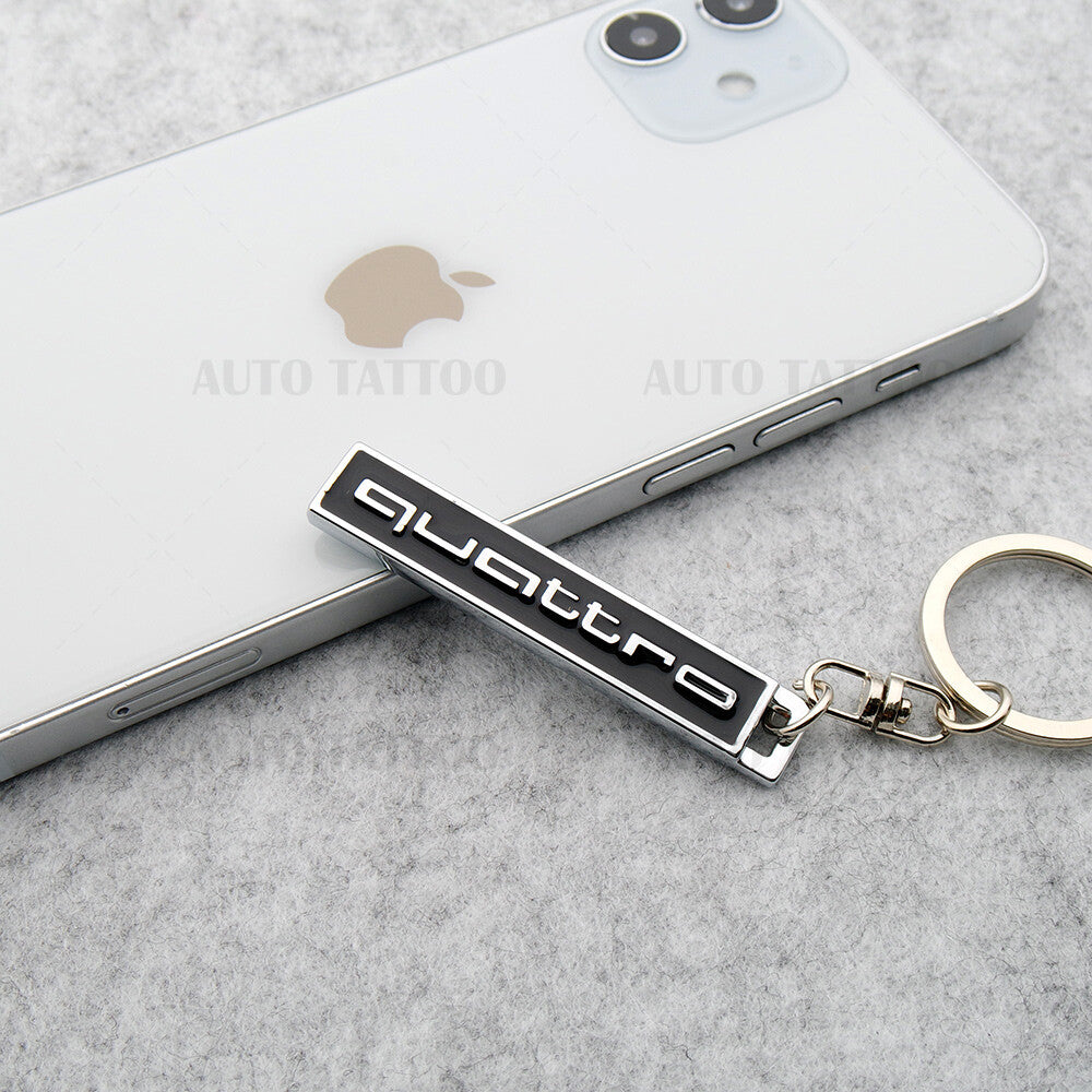 Audi Ring Quattro Nameplate Fashion 3D Car Sport Key Fob Keychain Gift Decorate