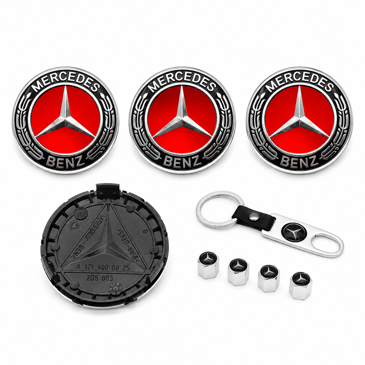 4pcs Wheel Center Caps 3D Emblem Car Tire Hub Cap Replacement for Mercedes-Benz
