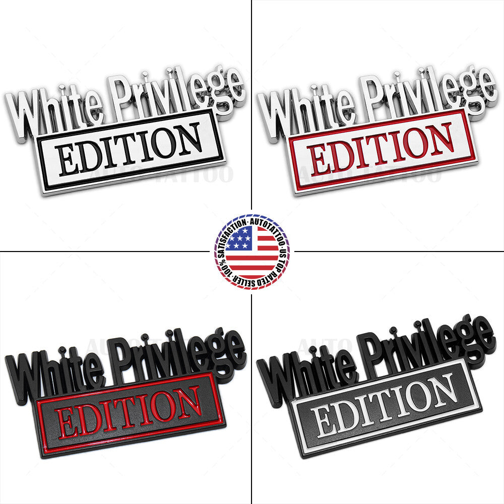 2Pcs WHITE PRIVILEGE Edition 3D Car Truck Emblem Badge Sticker Decal Decorate