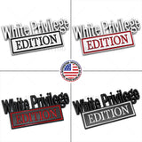 2Pcs WHITE PRIVILEGE Edition 3D Car Truck Emblem Badge Sticker Decal Decorate