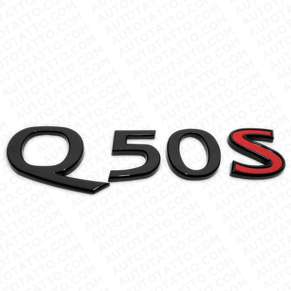 For Infiniti Q50S Rear Trunk Letter Badge Emblem Nameplate Sport Gloss Black