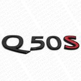 For Infiniti Q50S Rear Trunk Letter Badge Emblem Nameplate Sport Gloss Black