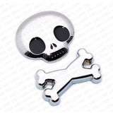 3D Fashion Metal Cute Skull w/ Bone Car Decal Badge Emblem Sticker Decoration