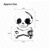 3D Fashion Metal Cute Skull w/ Bone Car Decal Badge Emblem Sticker Decoration