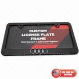 1x 3D Audi Ring Sport Black License Plate Frame Cover Decorate + Screw Caps