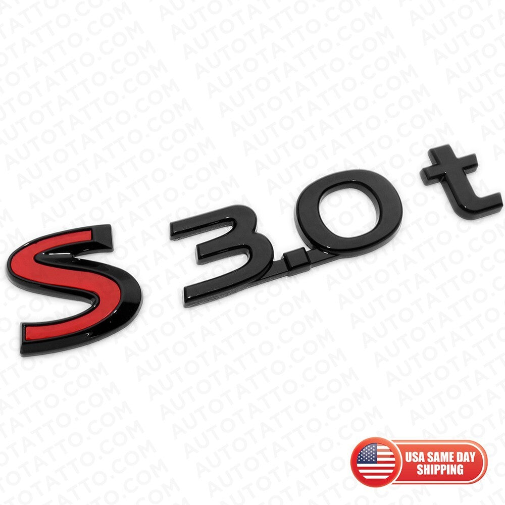 For Infiniti S 3.0t Left or Right Side Fender Badge Emblem Nameplate Black Red