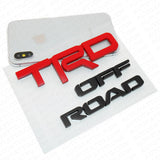 2x Toyota TRD Off Road Sport Logo Badge Side Quarter Emblem Black Red