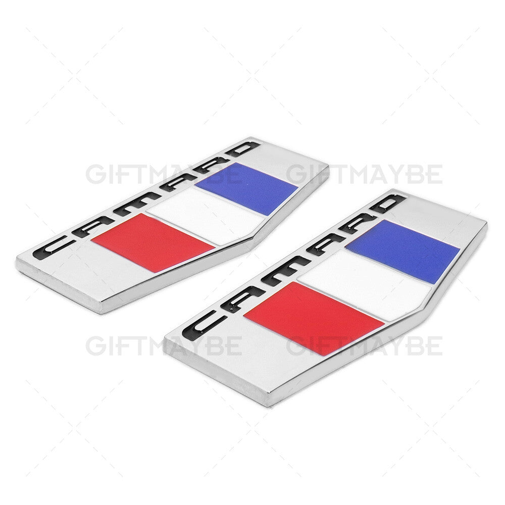 2x For GM Chevy CAMARO Logo Fender Marker Emblem 3D Chrome Sport Badge RS SS ZL1