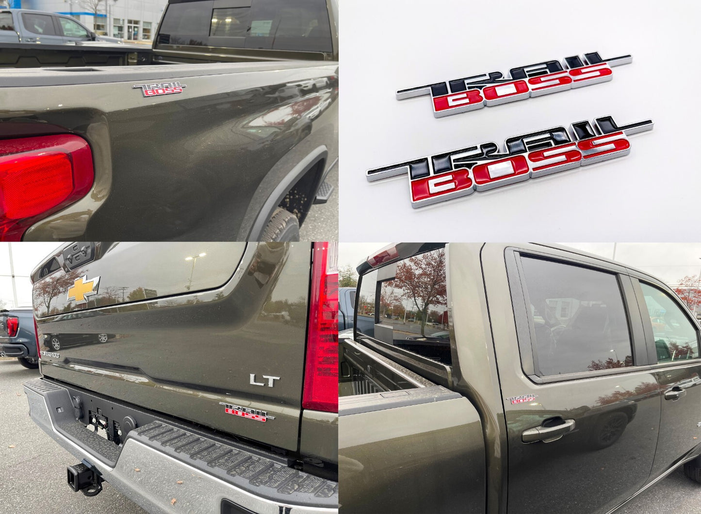 2x 2019-2026 Trail Boss Emblem Badge for Chevy Silverado Z71 1500 2500 HD Chrome
