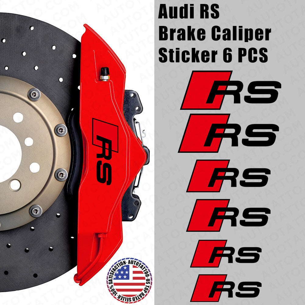For Audi RS Sport Car Wheels Brake Caliper Sticker Decal Logo Decoration Black