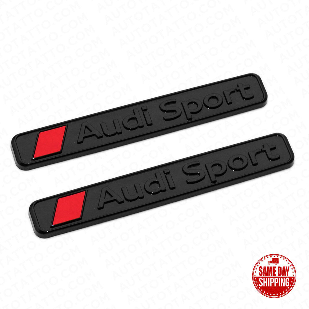2pcs Audi Sport Trunk Lid Fender Nameplate Badge Emblem Decorate Gift - Black