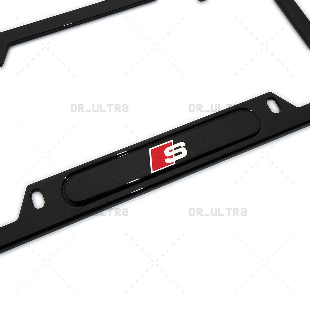 Gloss Black Front or Rear Audi S Logo Emblem License Plate Frame Cover Gift