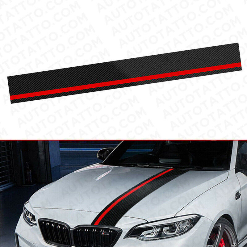 Universal Car Rally Racing Stripes Front Hood 5D Carbon Fiber Decal Wrap Sticker