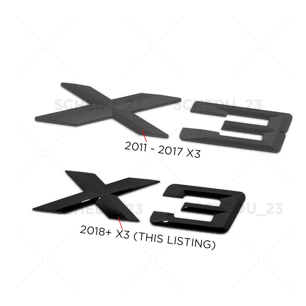 18-24 Gloss Black X3 Rear Liftgate Trunk Nameplate Letter Emblem Badge /M Sport