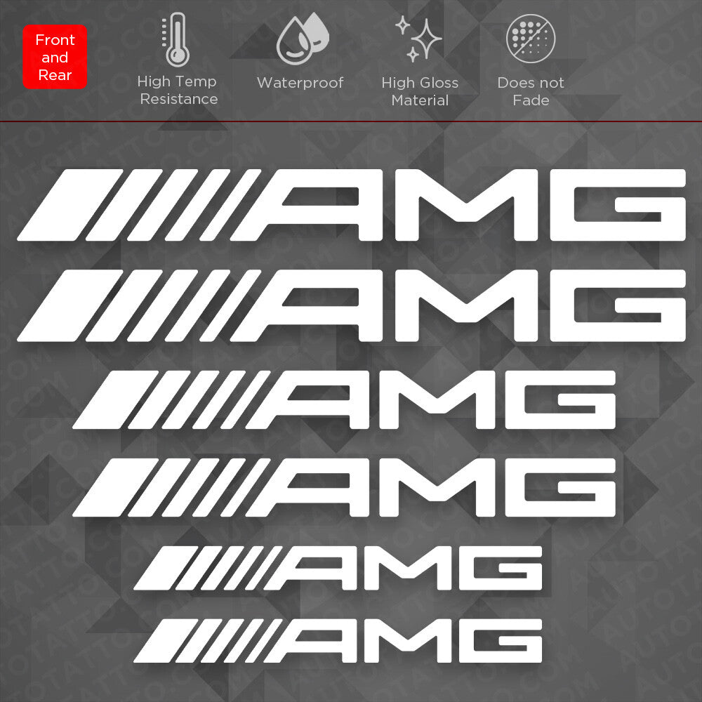 AMG Edition Car Wheels Brake Caliper Sticker Decal Logo Decoration Sport White