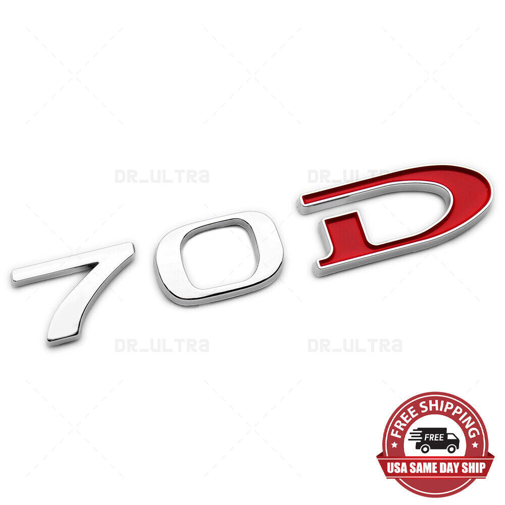 Tesla Rear Liftgate Lid Model 70D Nameplate Logo Badge Emblem Sport Chrome Red