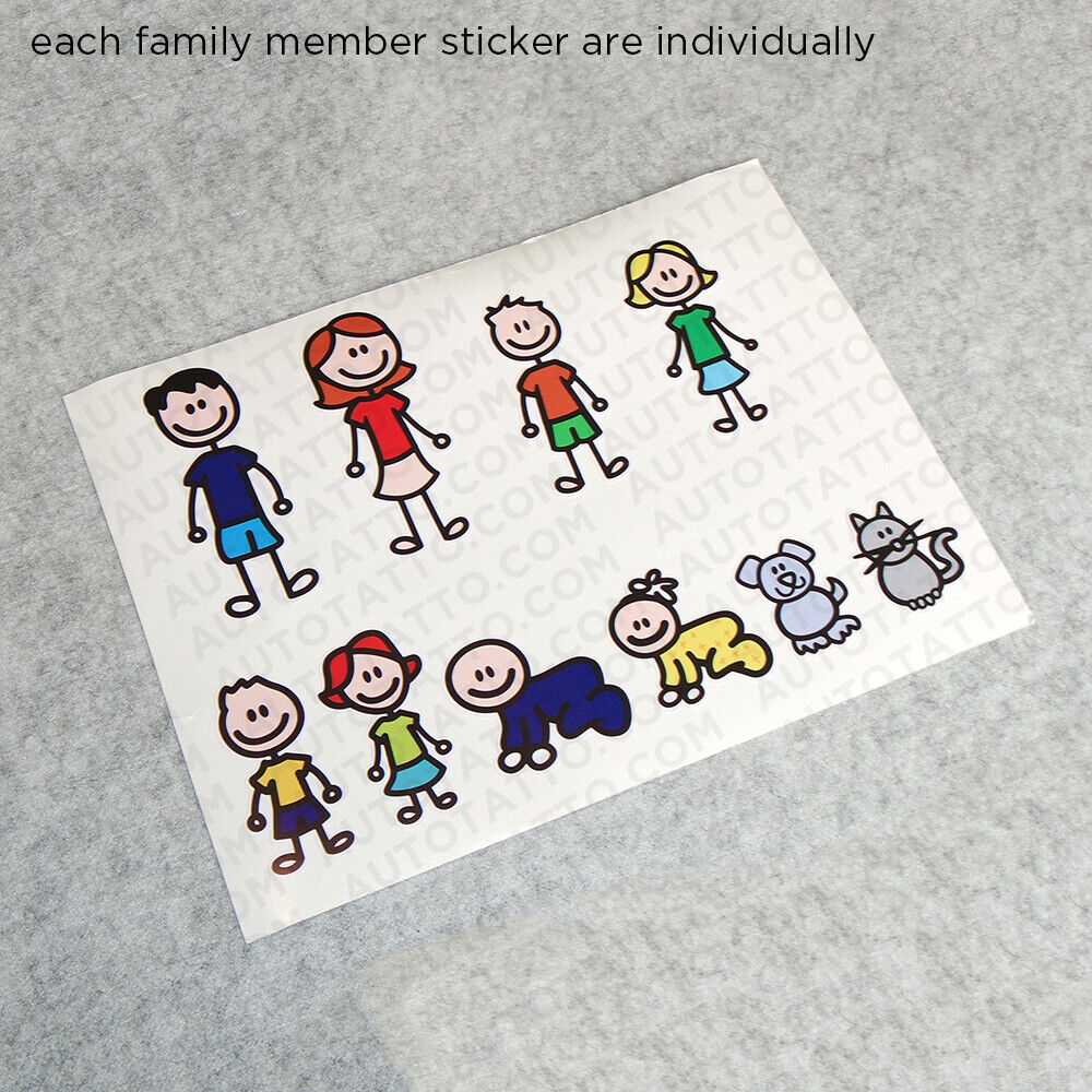 Cute Family In Car Sticker Decal Van Truck Liftgate Window Decorate Dog Cat