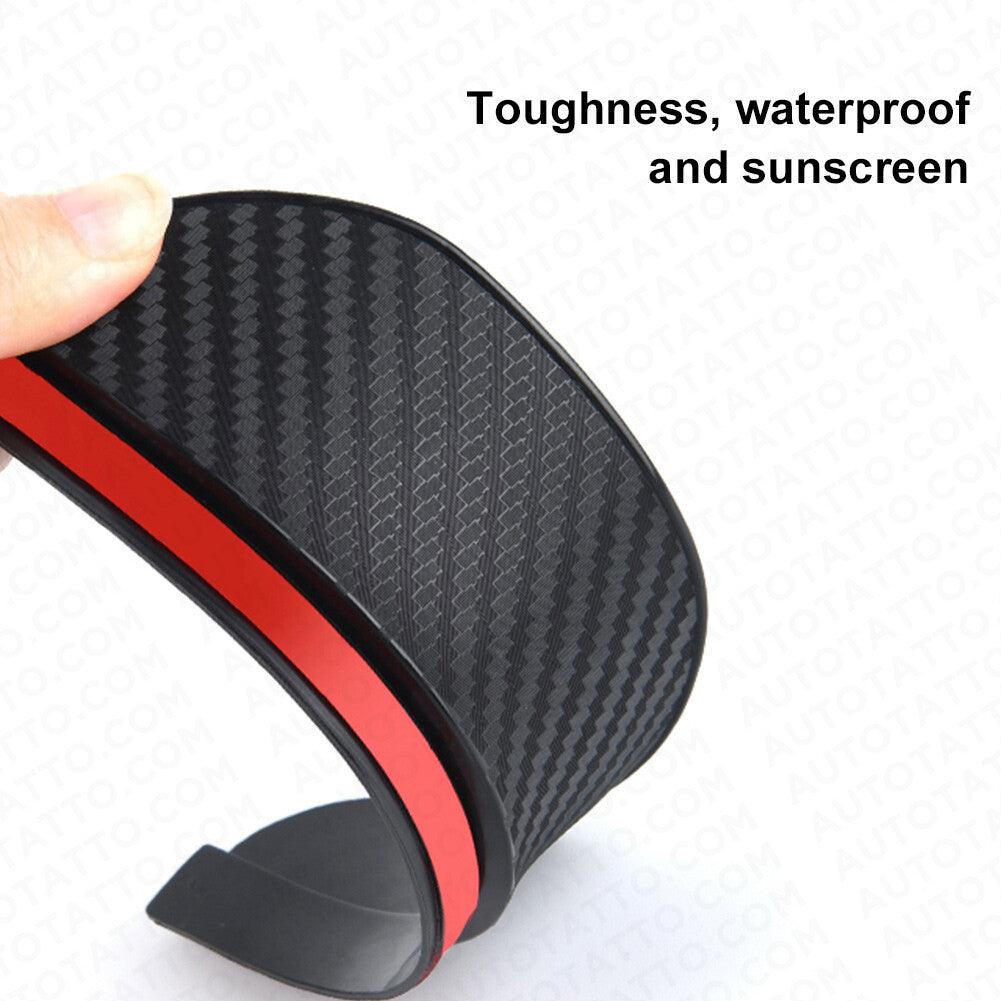 2x Universal Carbon Car Rear View Mirror Rain Cover Sun Visor Eyebrow Guard New