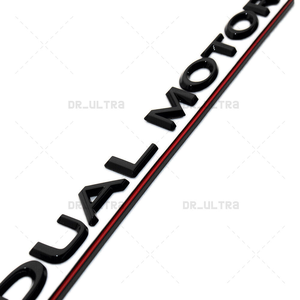 Tesla Liftgate Lid Dual Motor Performance Nameplate Badge Emblem Gloss Black Red
